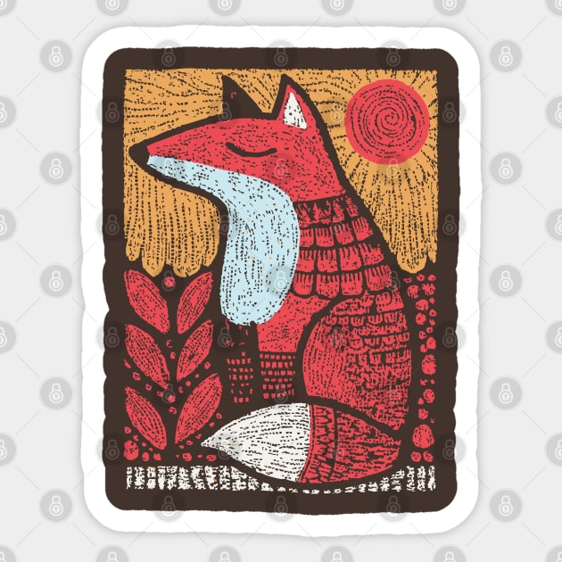 Whimsical Fox | Slavic Folk Art Woodland Creature Sticker by TuncGK